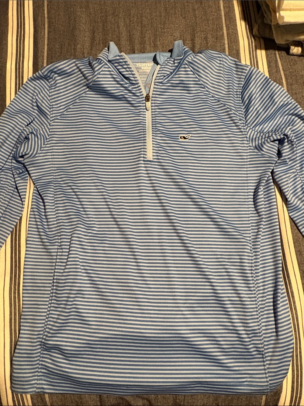 Vineyard Vines Baby Blue & White Striped Quarter-Zip Pullover - Picture 2 of 2